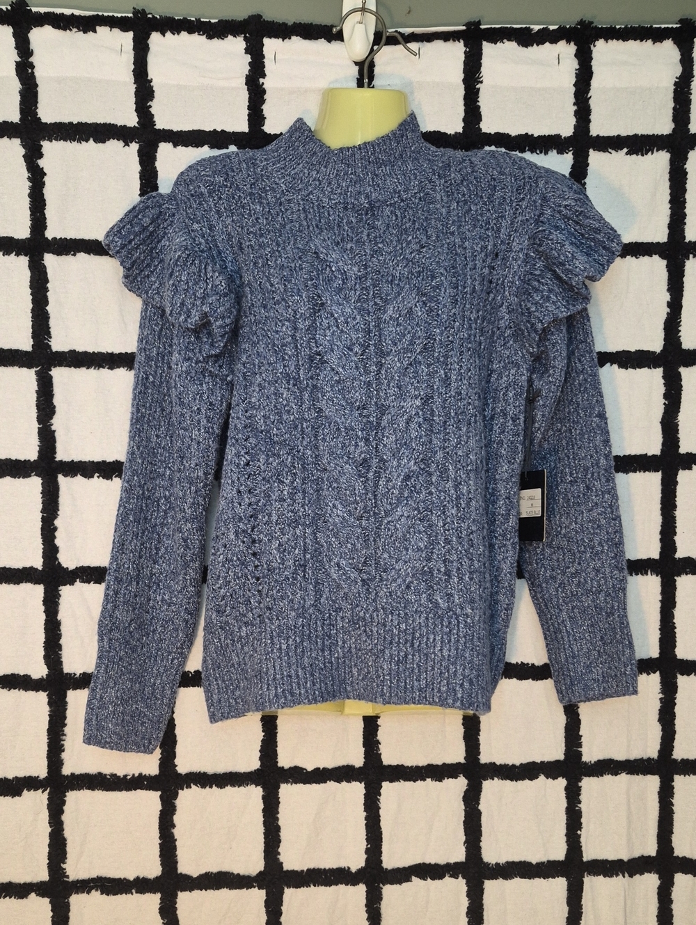 NWT Slate Blue Cliche M Ruffle Sleeve Sweater